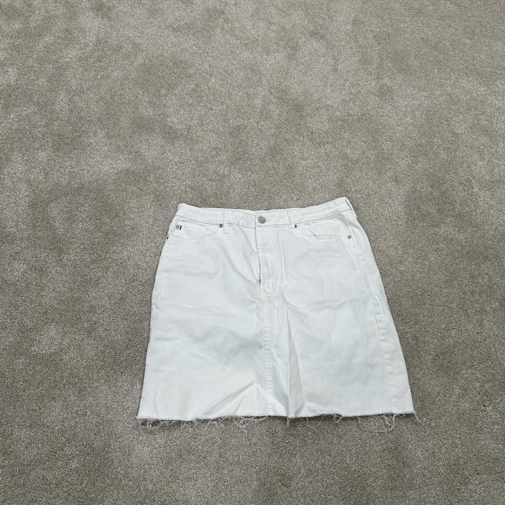 Dear John White Denim Mini Skirt with Raw Hem